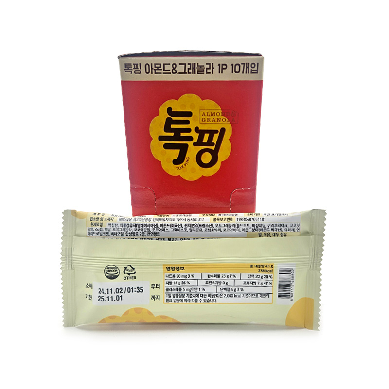 오리온 톡핑 아몬드&그래놀라 상품정보